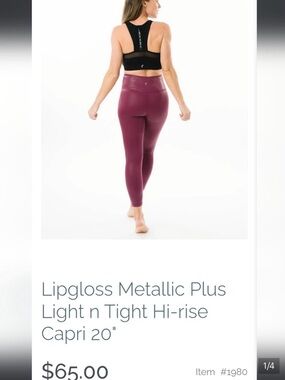 Women’s Lipgloss Metalic Light-n-Tight Hi-RiseCapri Leggings with Wide Waistband
